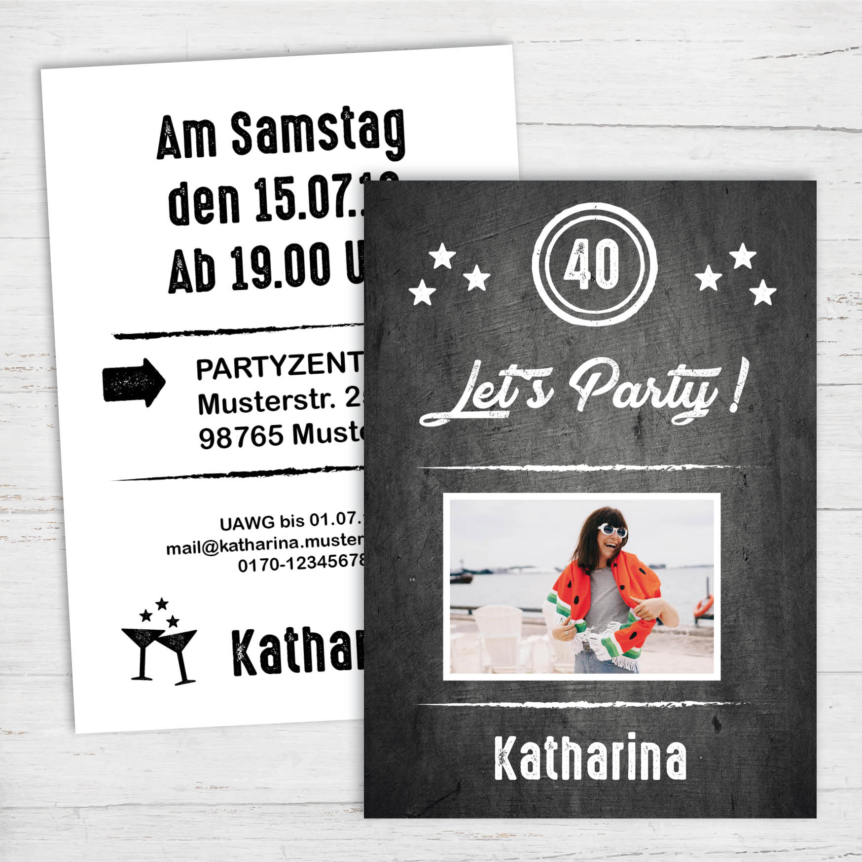 Einladung zum 40. Geburtstag: Let´s Party - mit Foto - Individuelle Einladung